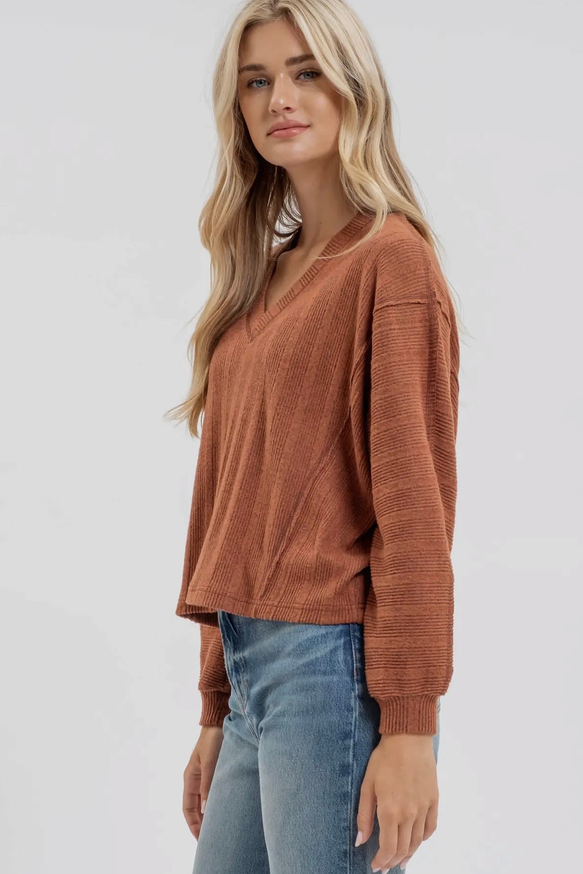 Sienna V Neck Long Sleeve Knit Top