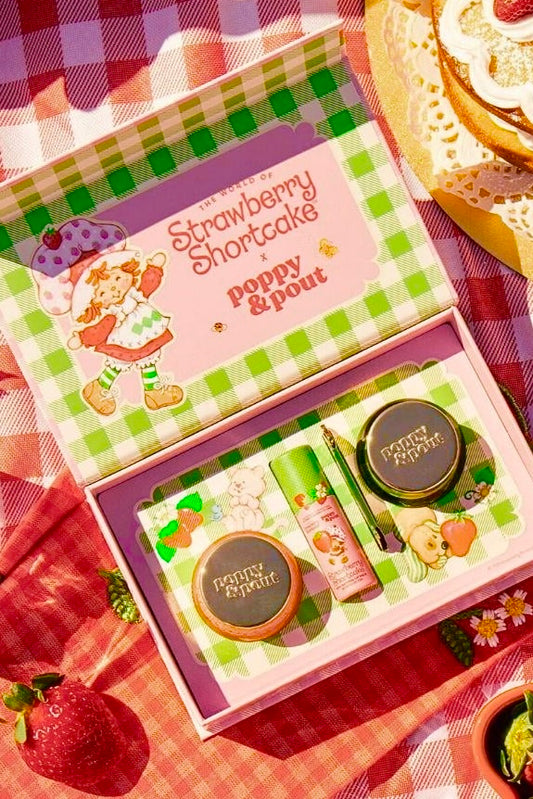 Poppy & Pout Strawberry Shortcake Premium Organic Lip Care Trio (Balm, Mask, & Scrub)
