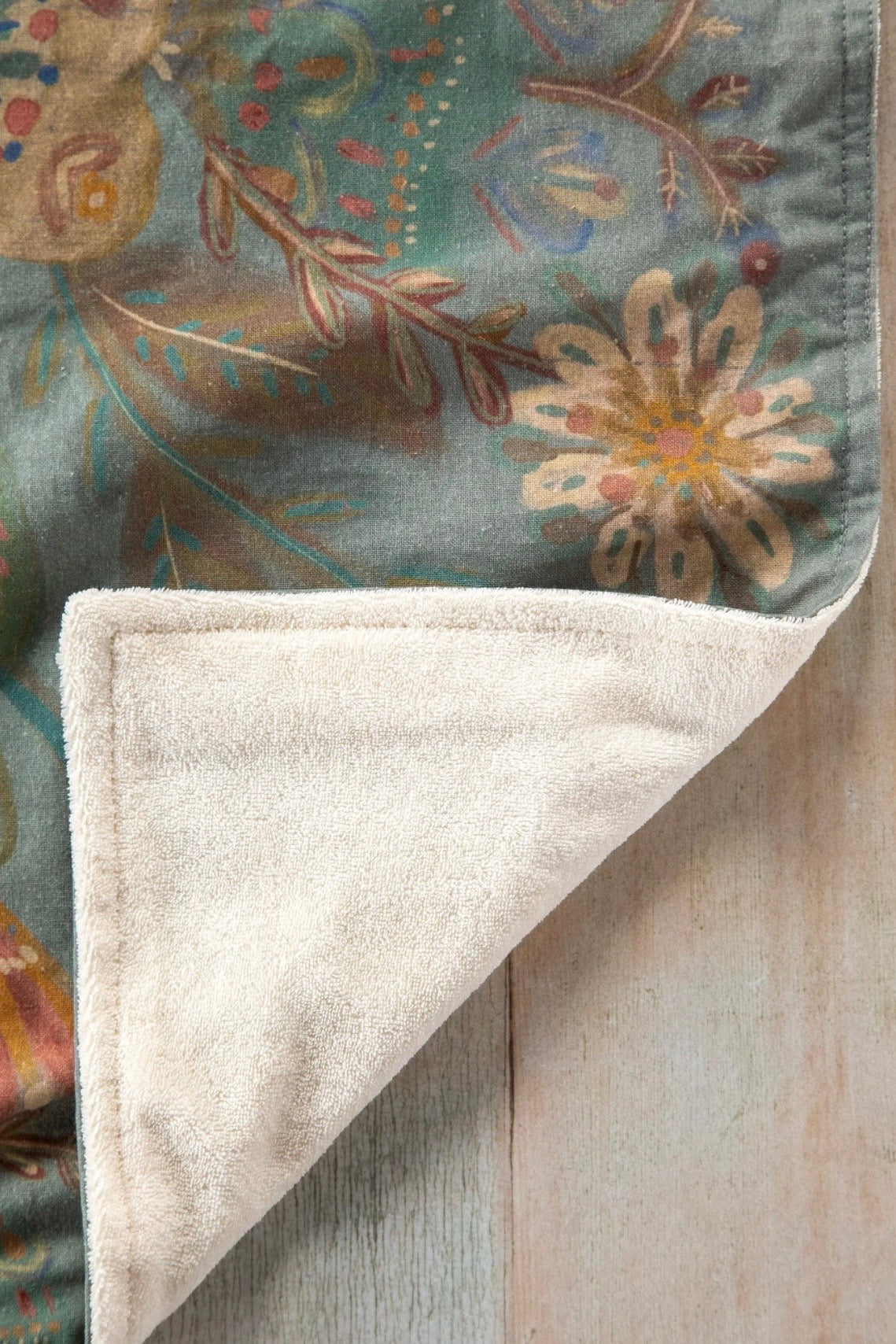 Natural Life Cotton Dish Towel- Dusty Blue Folk Flowers