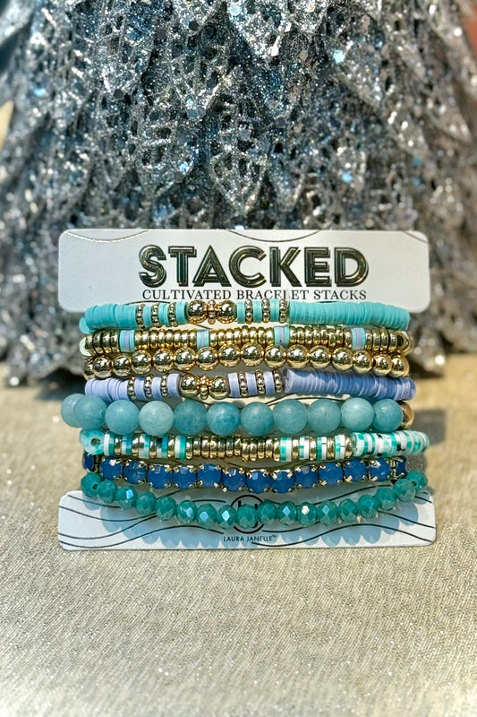 STACKED Cultivated Bracelet Stacks in Turquoise and Gold