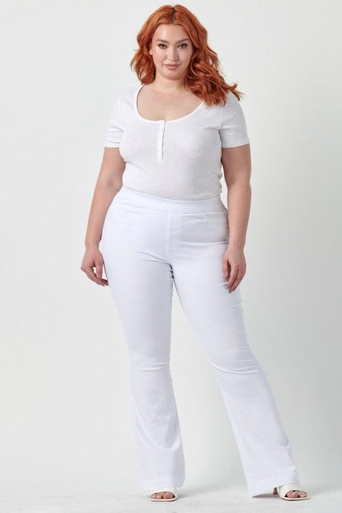 Cello Plus White Ultra Stretchy Pull On Flare Jegging