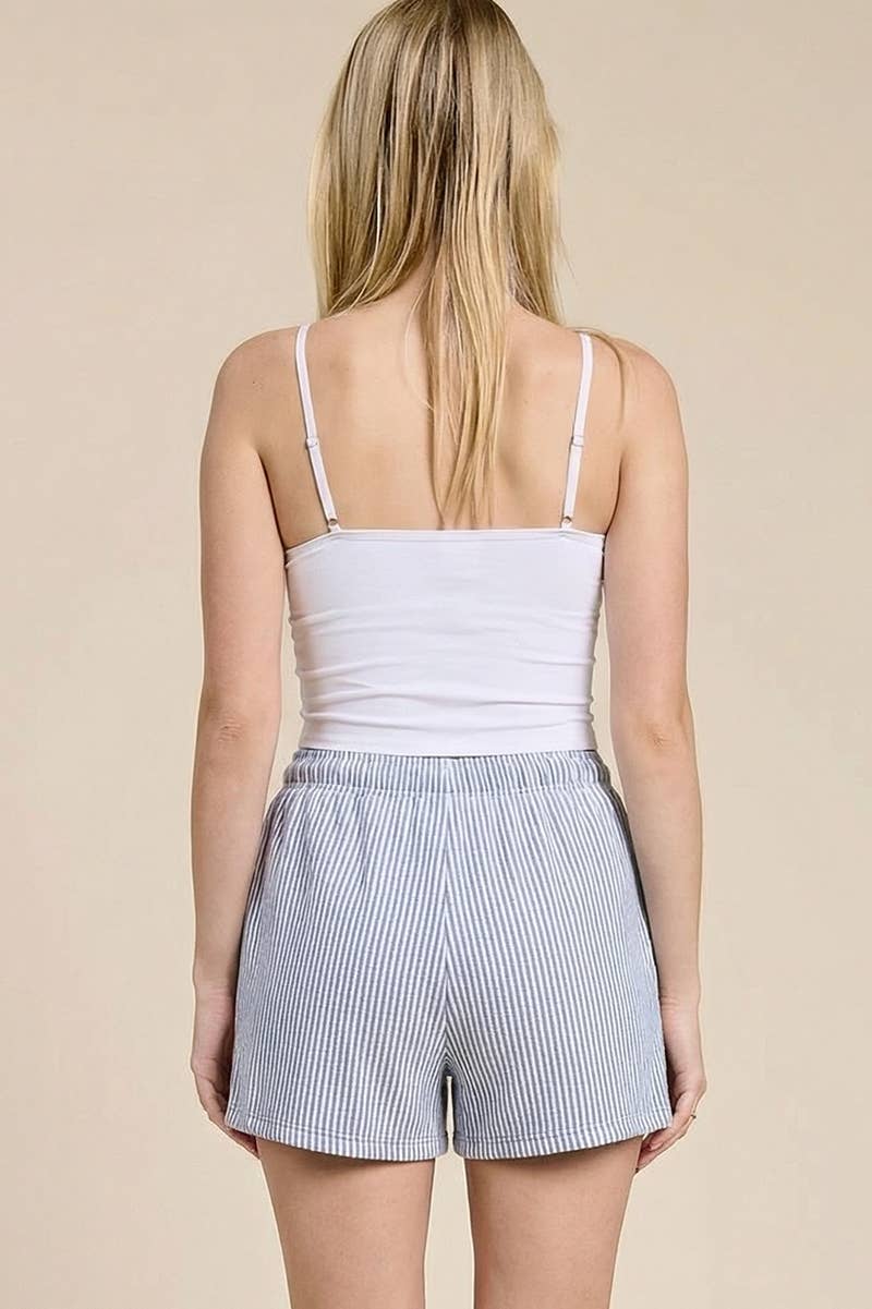 Charlotte Avery Navy Striped Coastal Drawstring Shorts