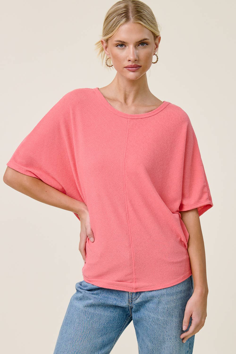 Charlotte Avery Coral Centerline Dolman Top