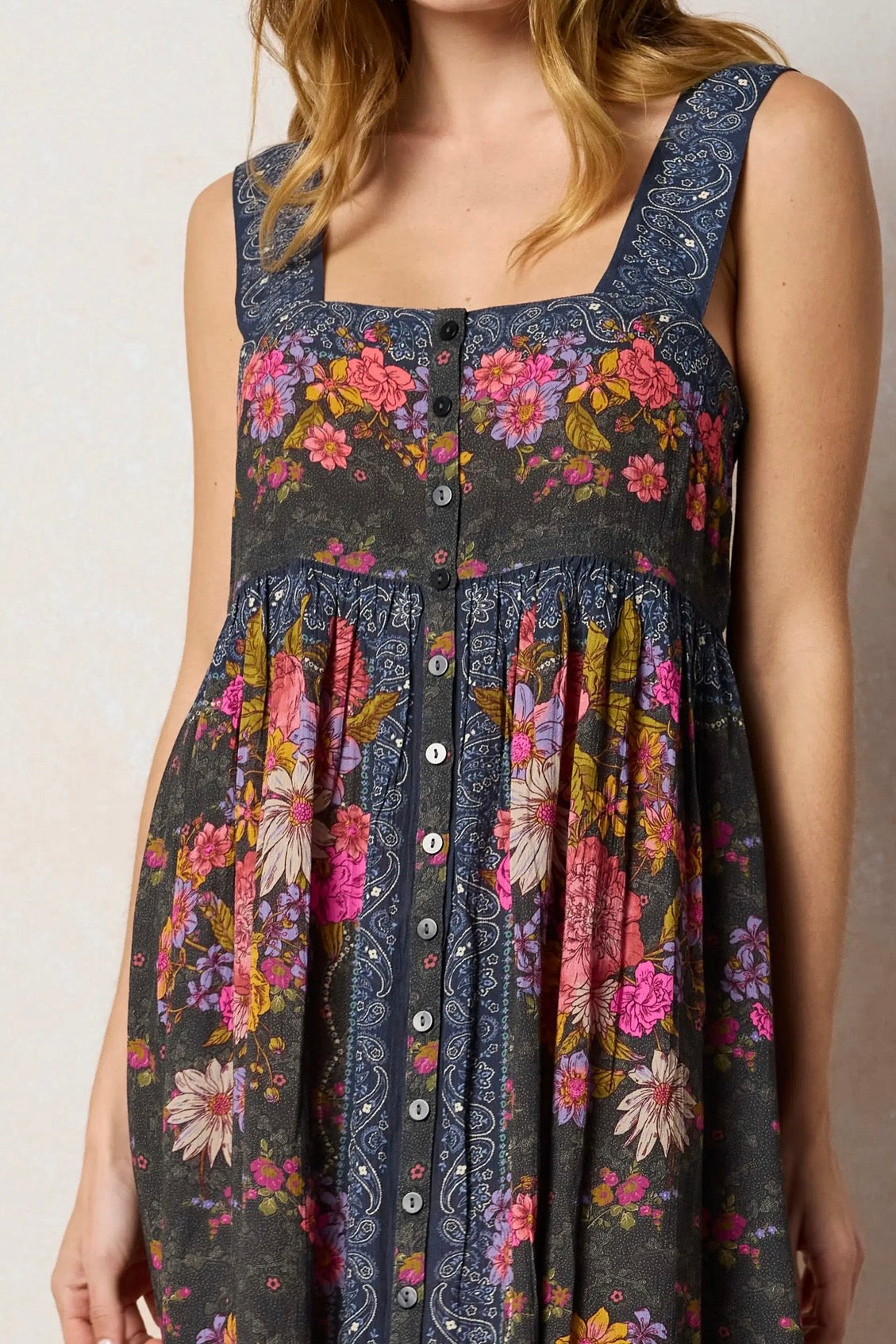 Natural Life Lucy Maxi Dress- English Garden Charcoal
