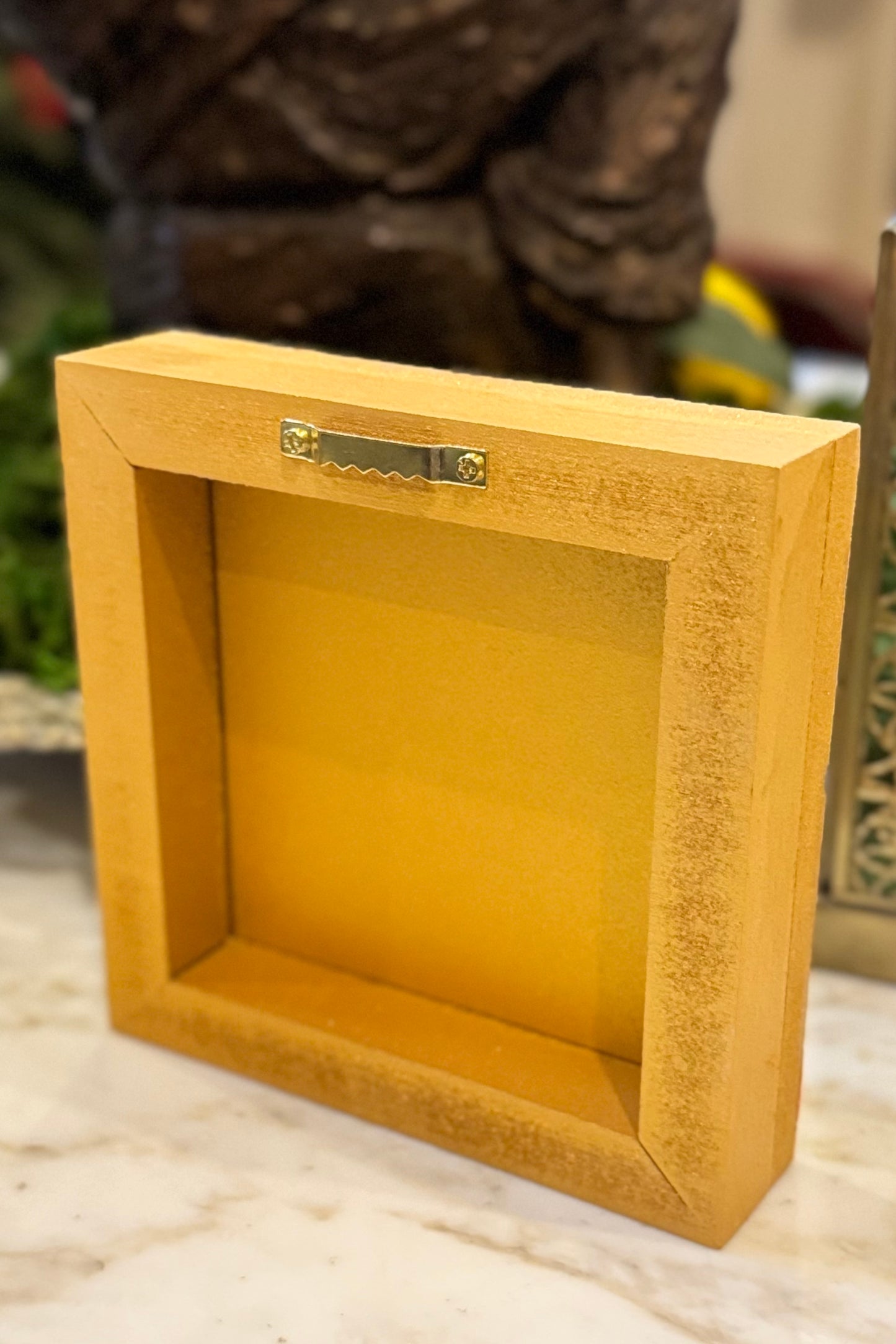 Golden Cross Wood Box Sign (Coral) by Candice Boatright