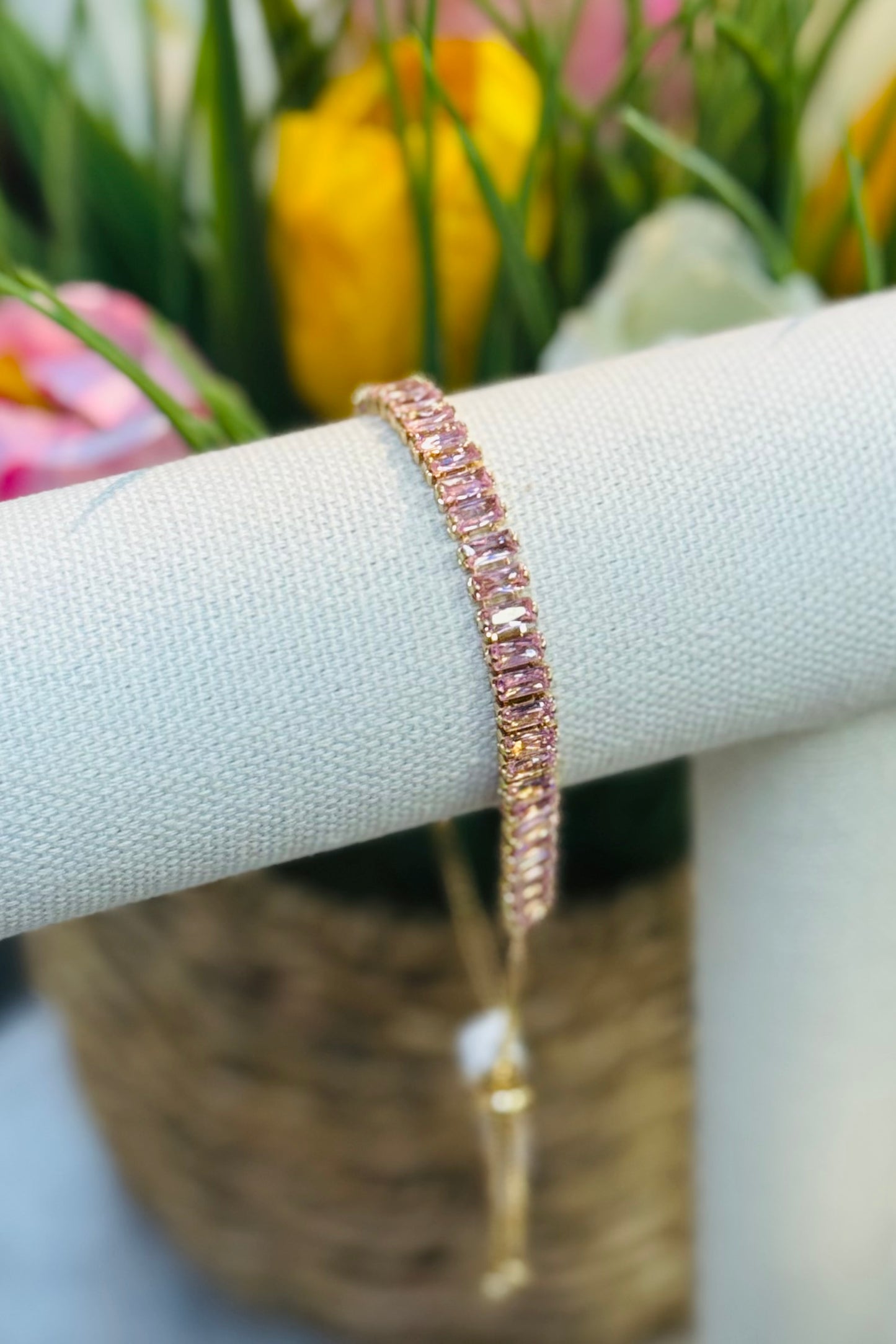 Birthstone Tennis Bracelet October Pink Tormaline