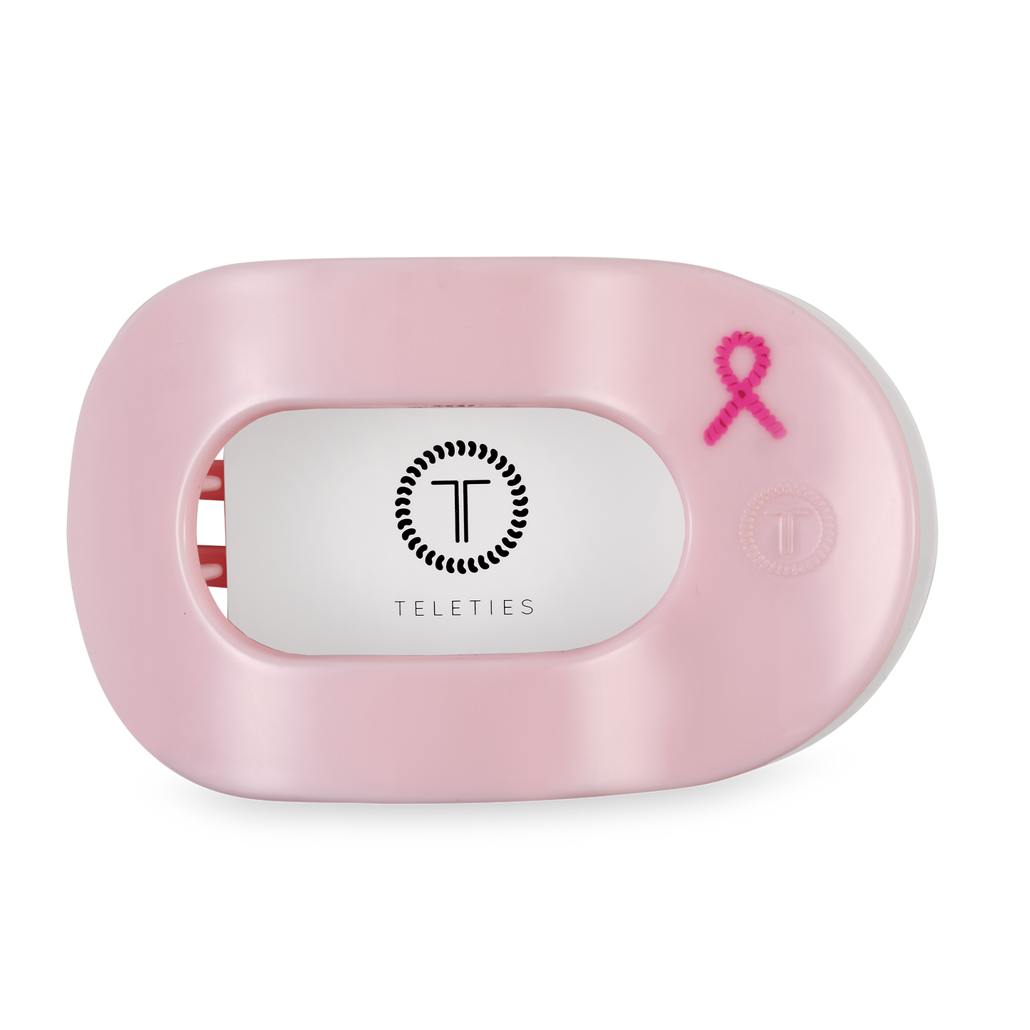 Teleties Flat Round Hair Clip | Large | Pink Ribbon Power
