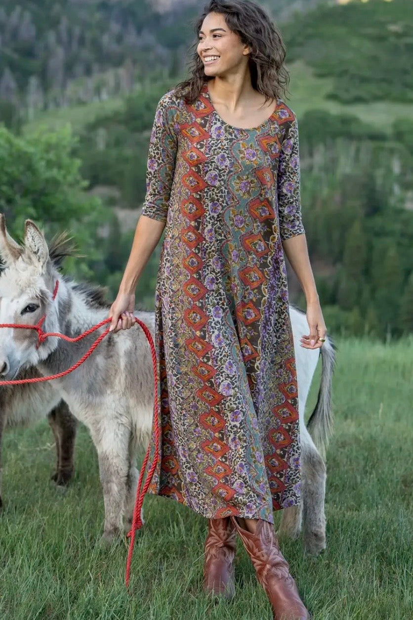 Natural Life Lottie Maxi Sweater Dress in Brown Tuscany