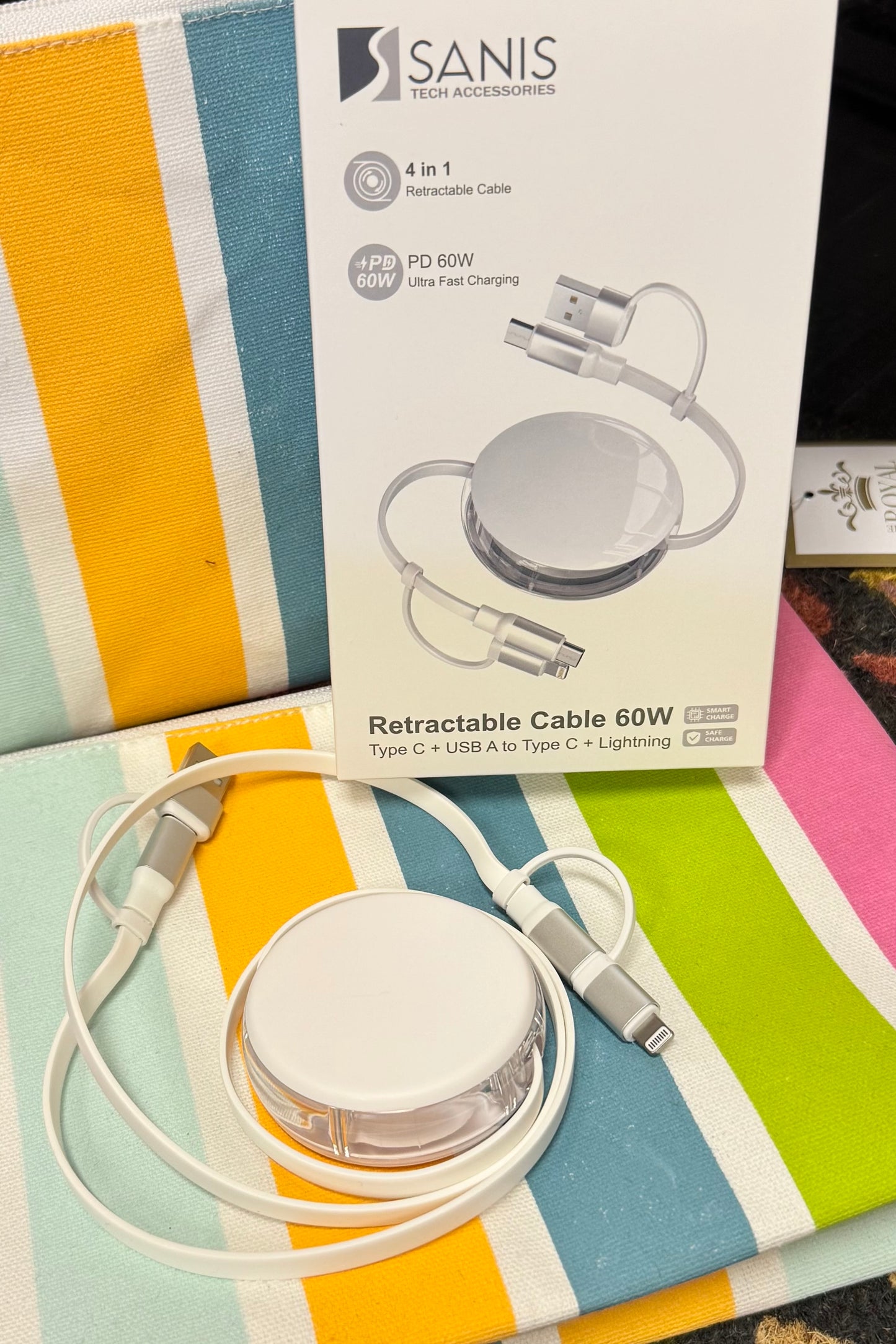Sanis 4 in 1 Ultra Fast Charging Retractable Cable