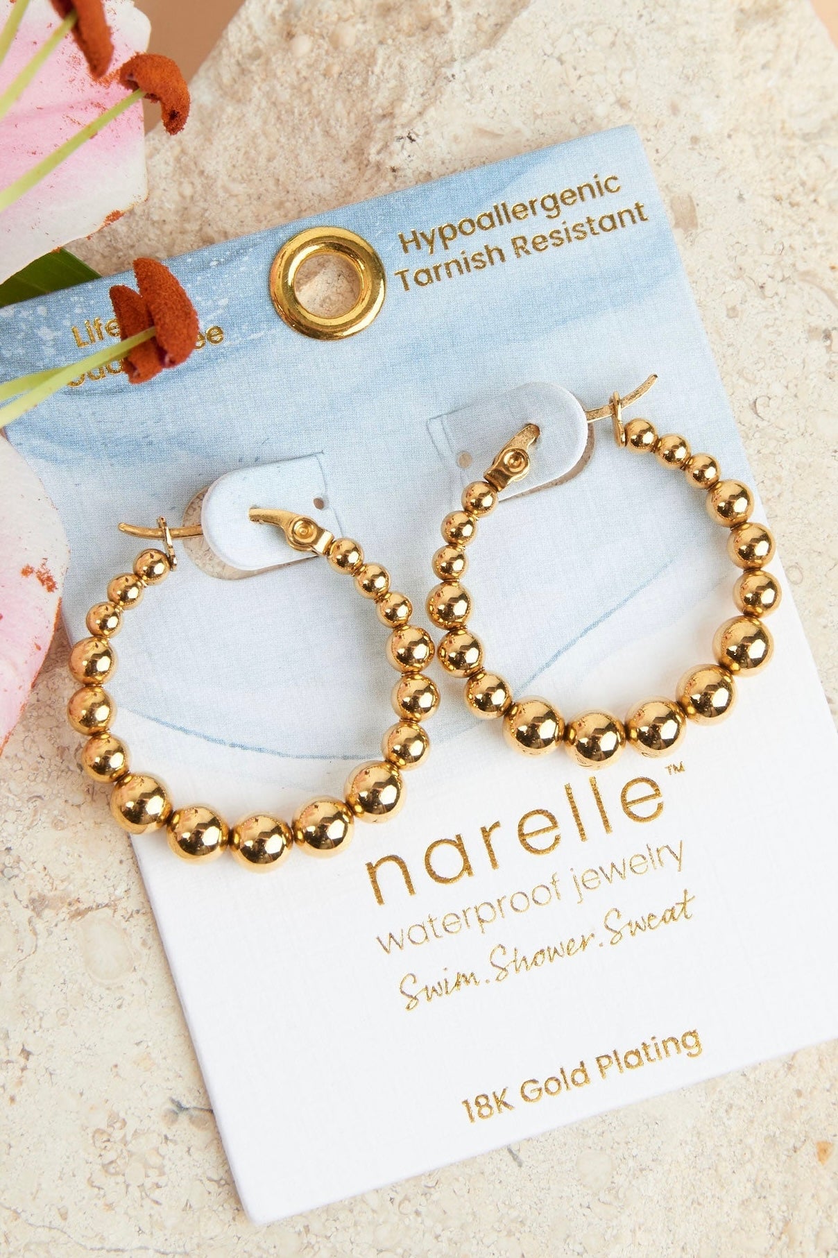 Narelle Gold Waterproof Bubble Hoop Earrings