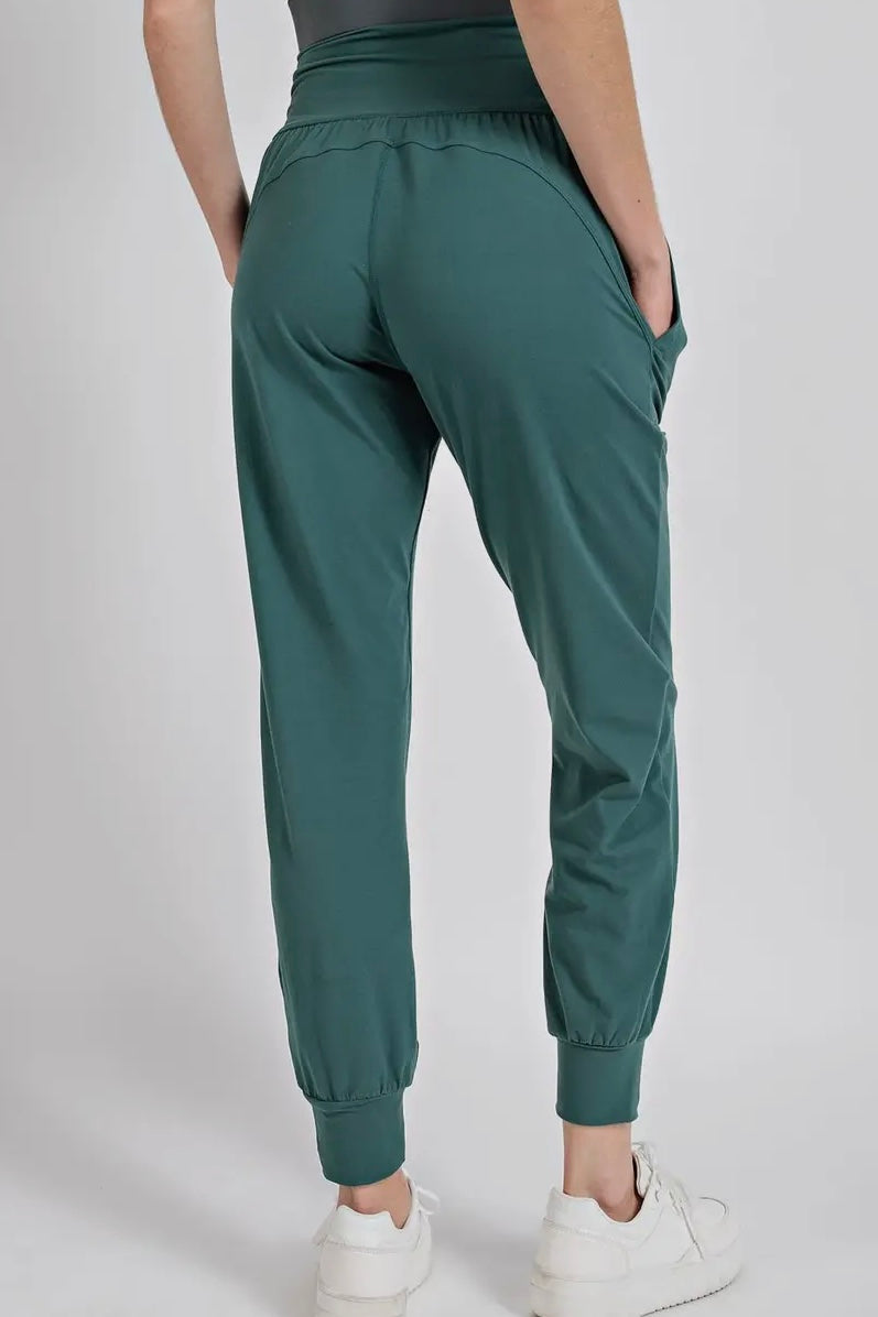 Everglade Green Butter Soft High Waist Jogger Pants with Pockets