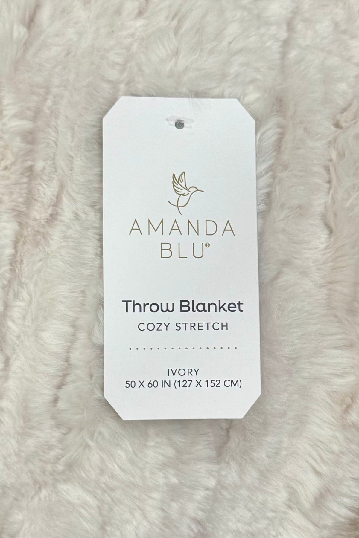 Amanda Blu Ivory Gathered Cozy Stretch Throw Blanket