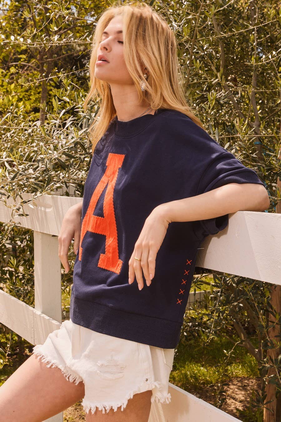 Oddi Navy and Orange Oversized Auburn Game Day Sweatshirt