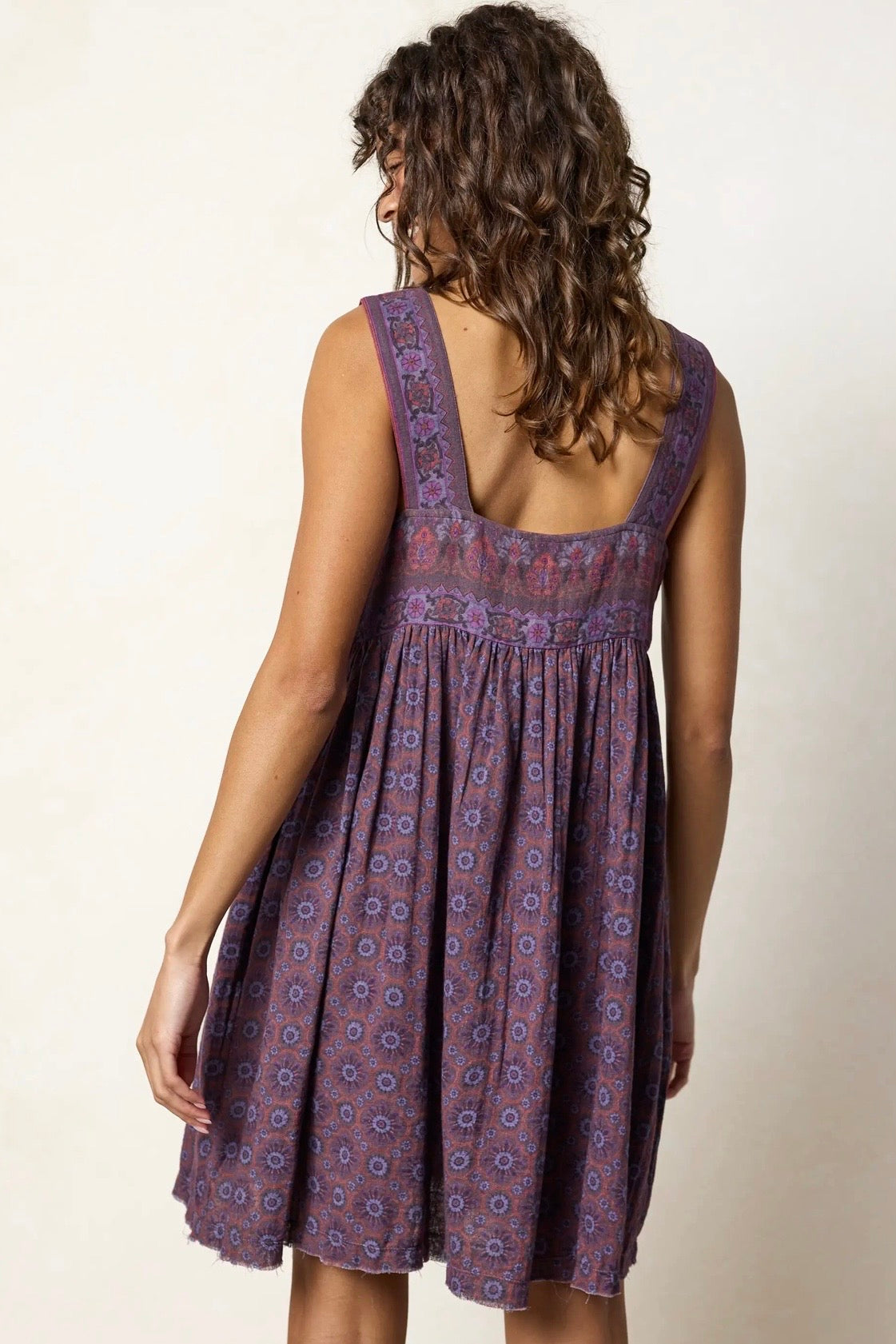 Natural Life Tricia Reversible Mini Dress- Eggplant Sunburst