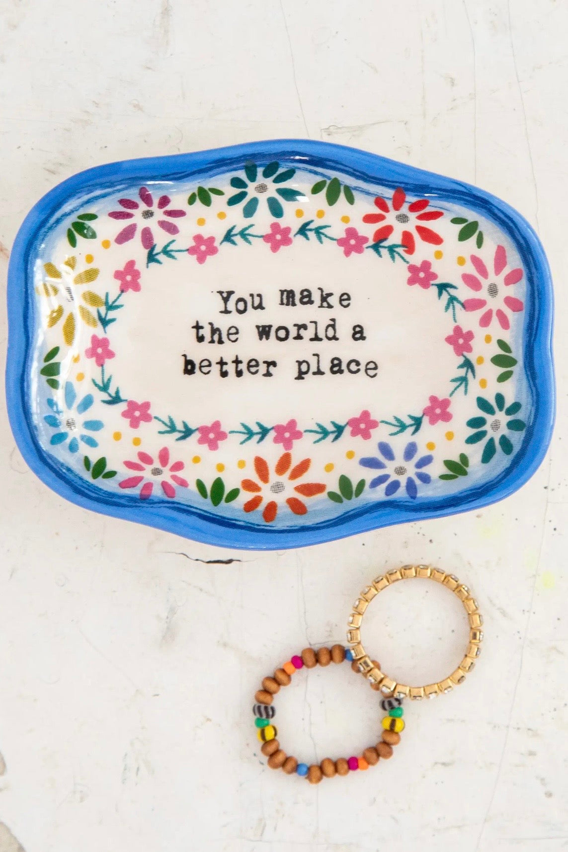 Natural Life Artisan Trinket Dish- You Make The World A Better Place