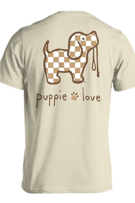 HOLIDAY SALE Puppie Love Checkered Pup Tee Shirt- reg. $19.99