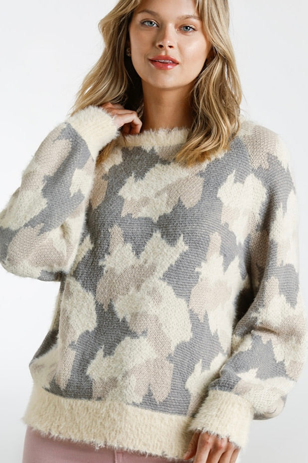 $20 SALE! Umgee Distressed Neutral Cozy Sweater in Cream Mix-reg. $42.99