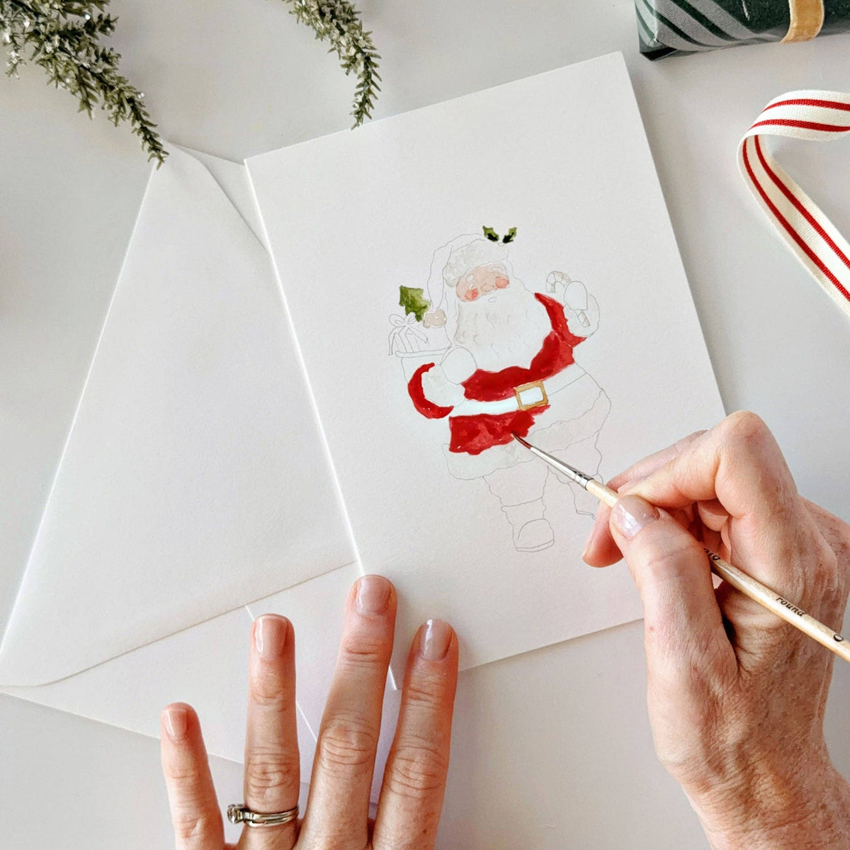 Classic Christmas Paintable Notecard Set of 8- Emily Lex Studio