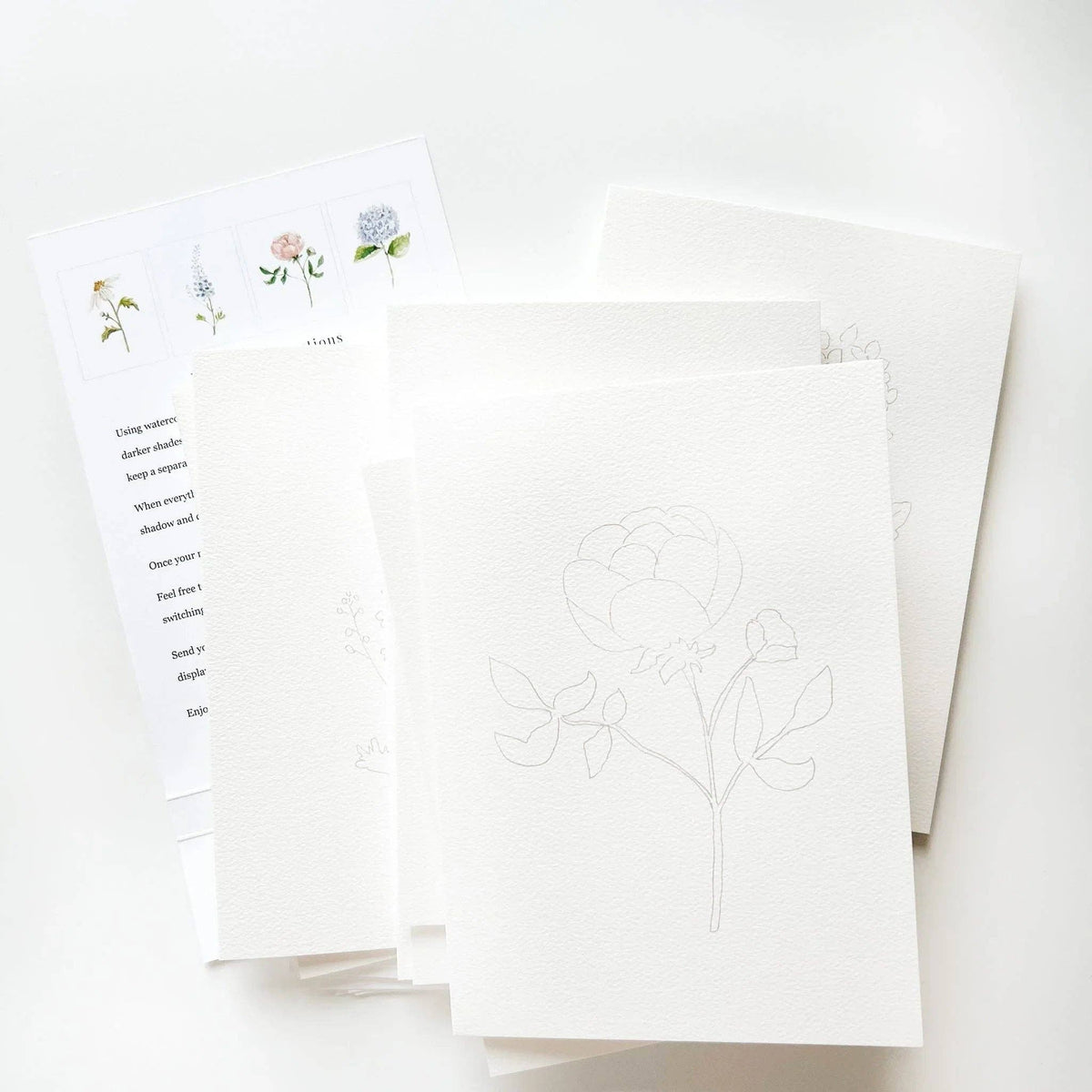 Garden Flowers Paintable Watercolor Notecard Set of 8- Emily Lex Studio