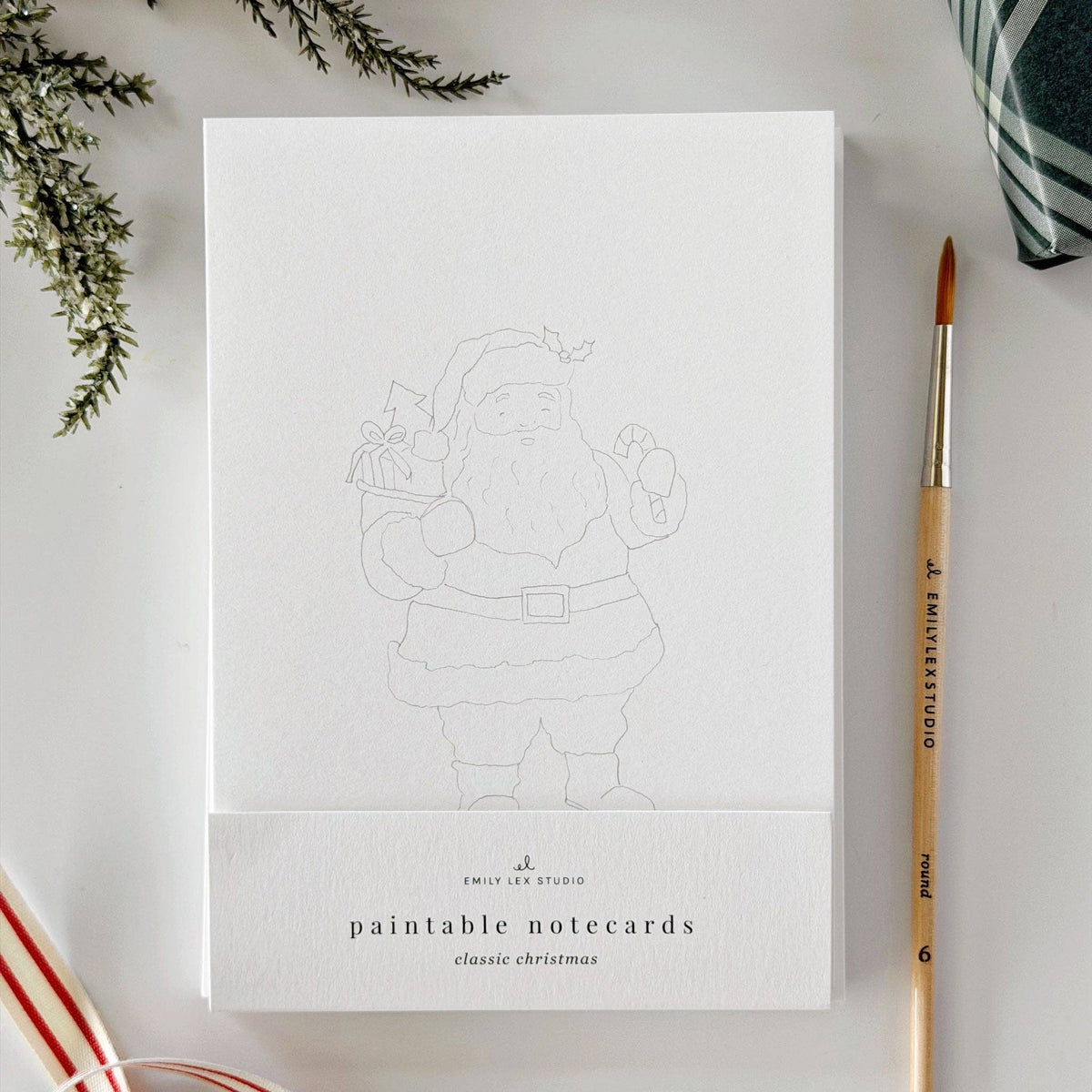 Classic Christmas Paintable Notecard Set of 8- Emily Lex Studio