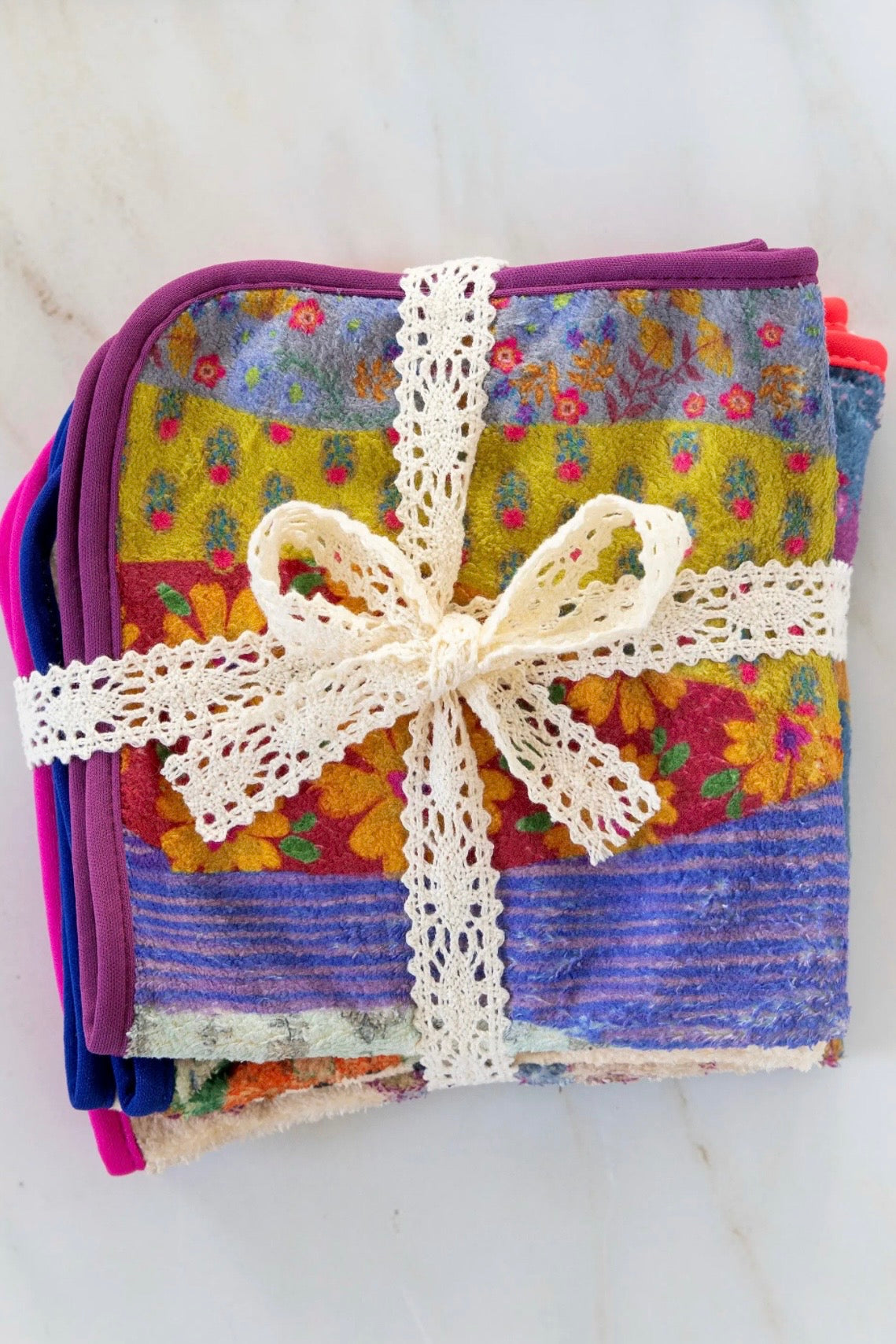 Natural Life Microfiber Dish Cloth Set of 4- Be Happy