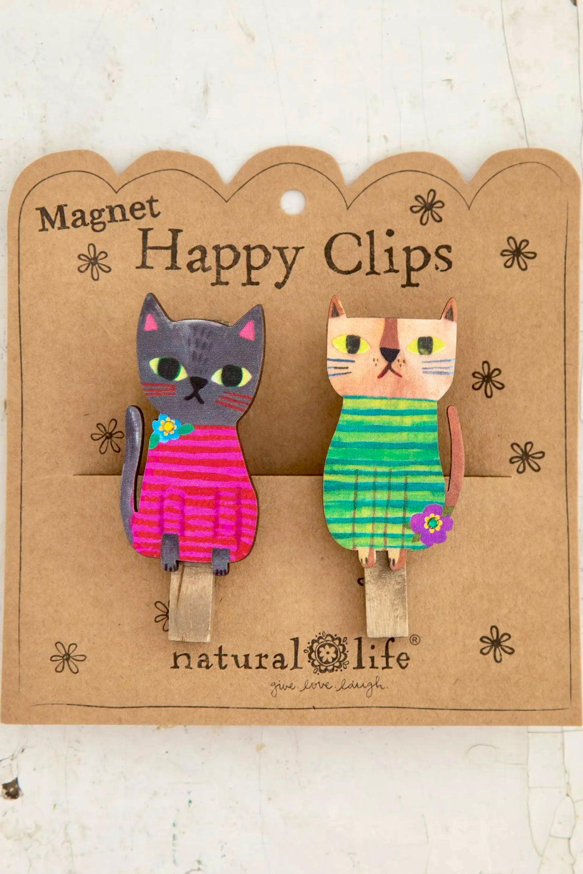 Natural Life Magnet Happy Bag Clips- Cats, Set of 2