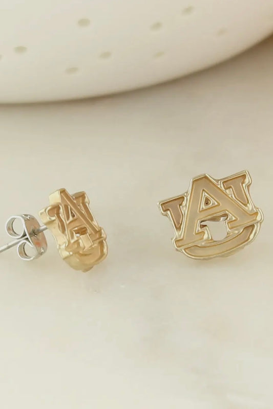 Auburn Matte Gold Logo Stud Earrings