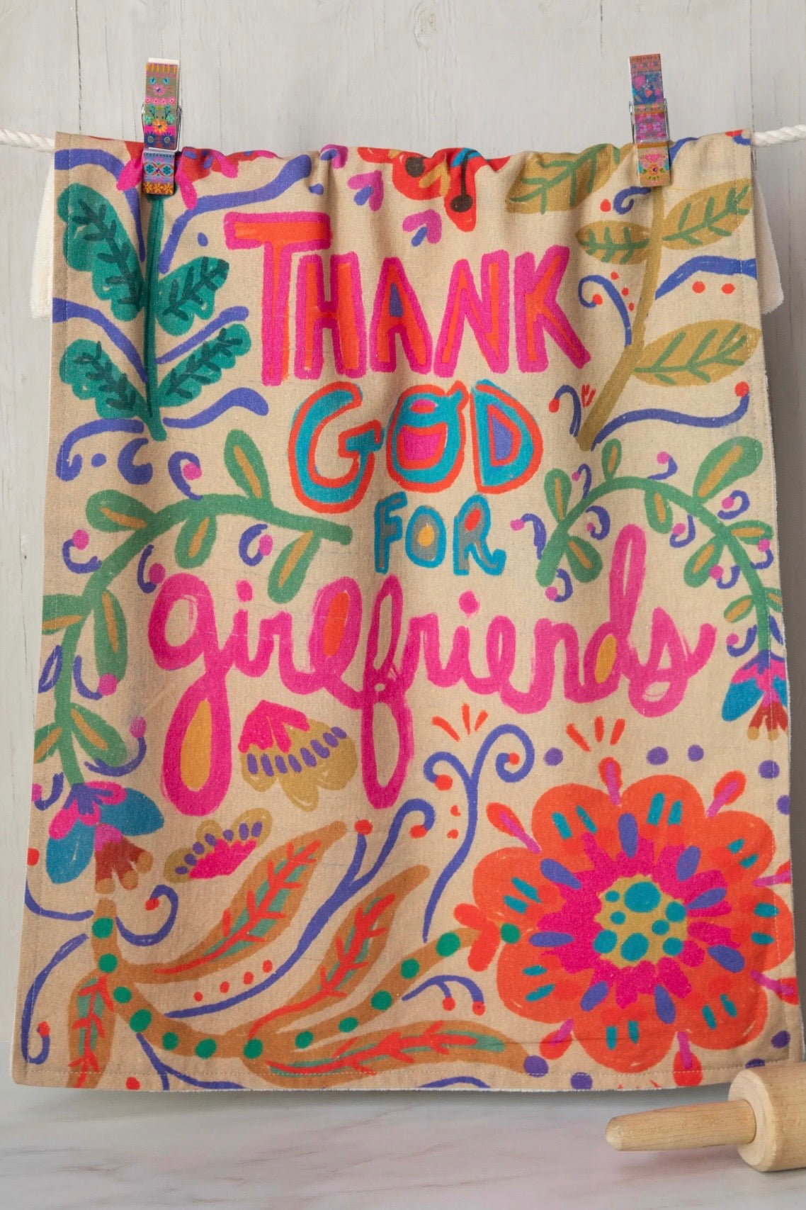 Natural Life Cotton Dish Towel- Thank God for Girlfriends