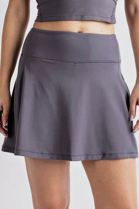 Titanium Butter Soft High Waist Skater Skort (Built in Shorts with Pockets)