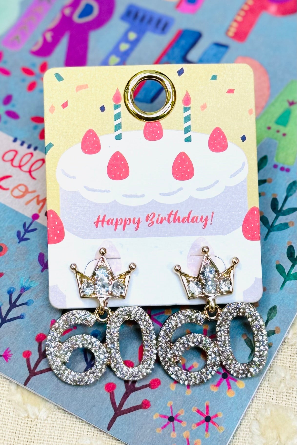 Birthday Girl Bling Dangle Earrings- Choose 21, 30, 40, 50, or 60