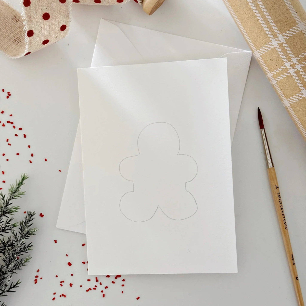Gingerbread Paintable Watercolor Notecard Set of 8- Emily Lex Studio