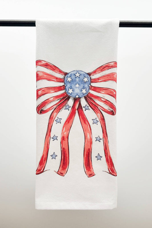 Patriotic Coquette Bow Tea Towel-Stars and Stripes