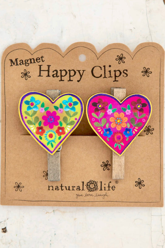 Natural Life Magnet Happy Bag Clips- Boho Heart, set of 2