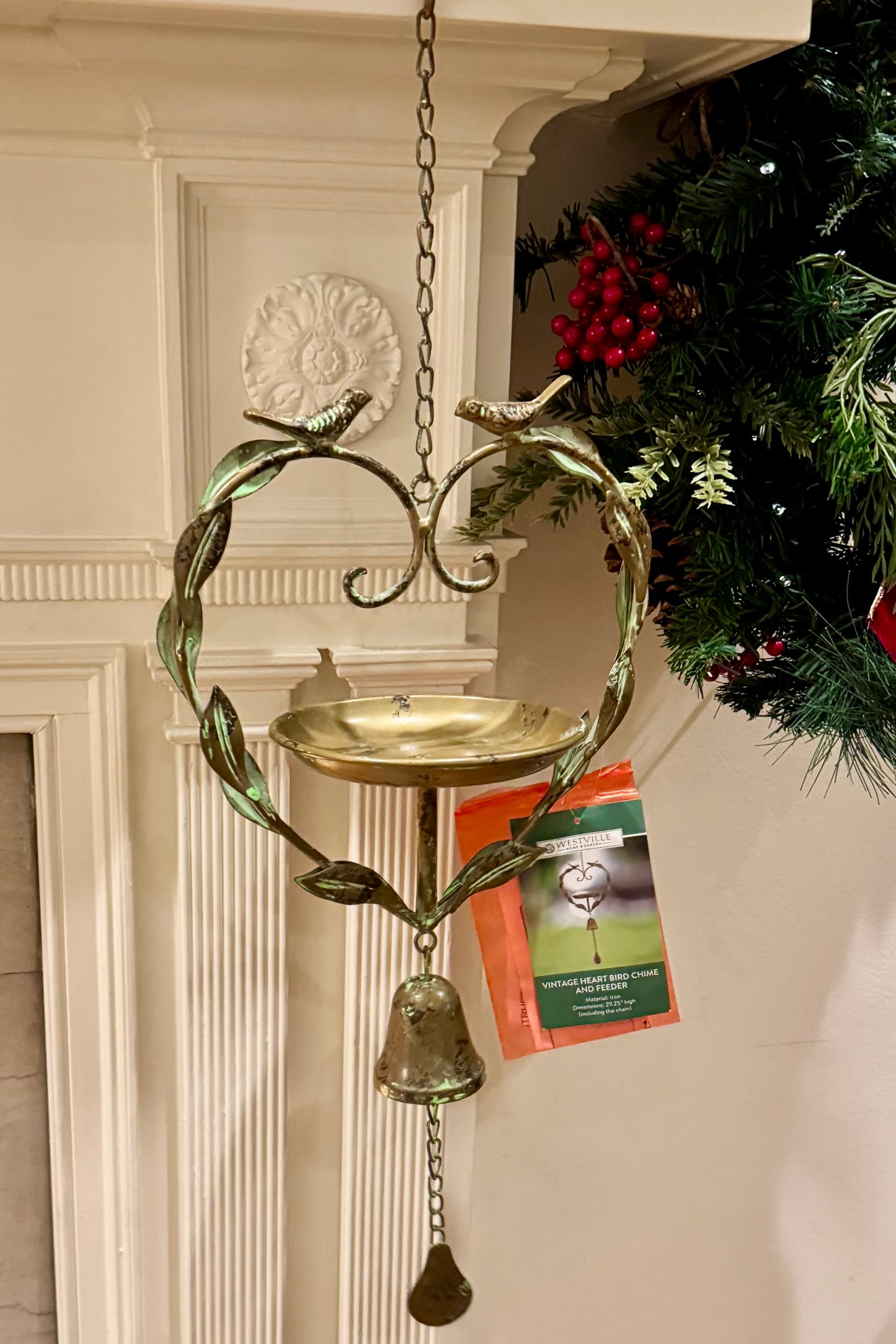 Vintage Heart Bird Chime and Feeder