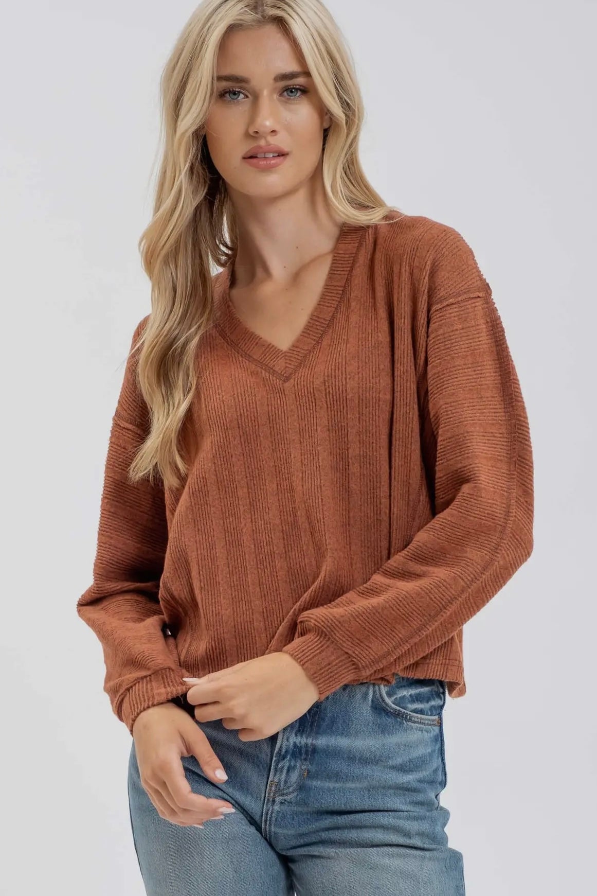 Sienna V Neck Long Sleeve Knit Top