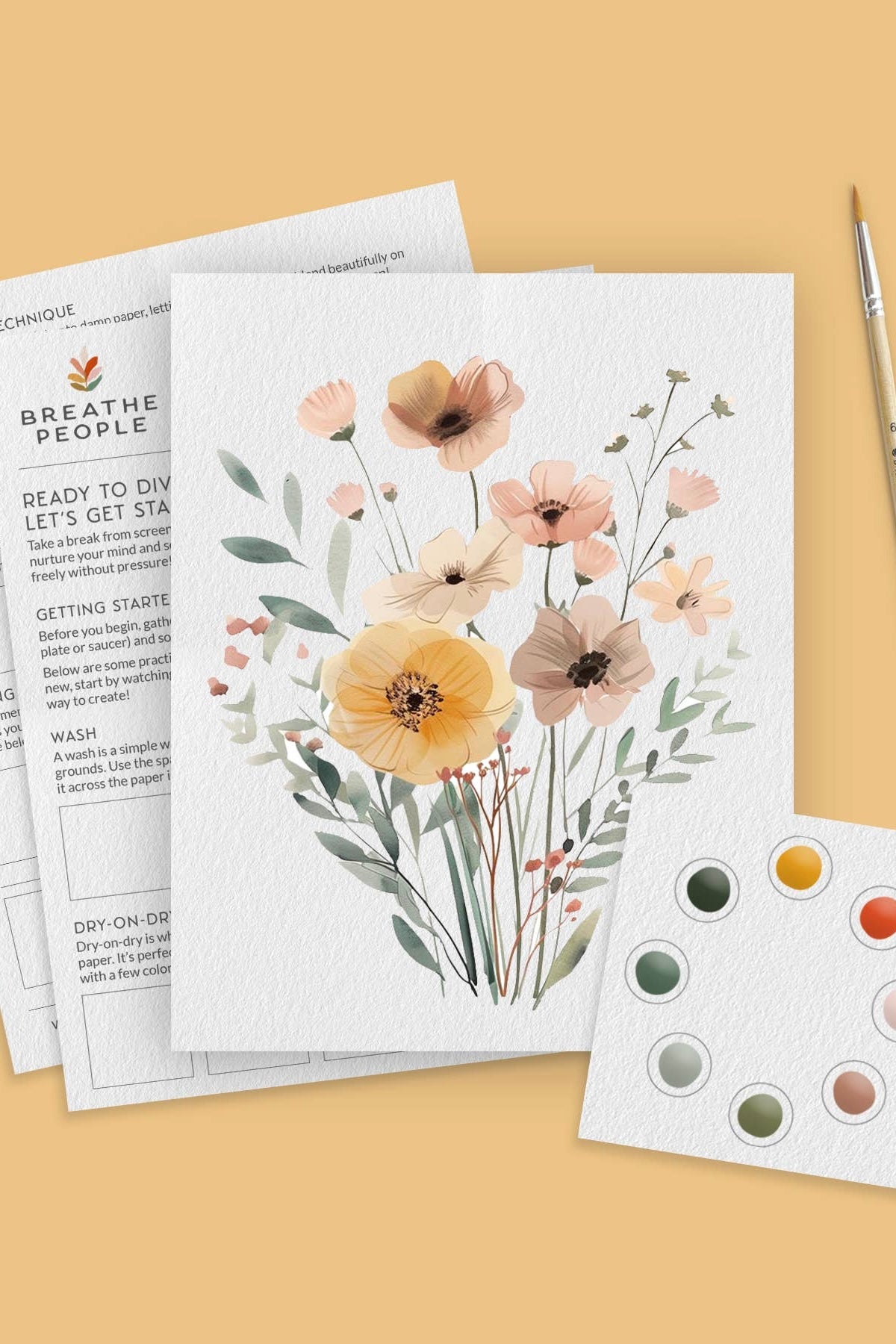 Breathe People Wildflowers All-In-One Beginner Watercolor Paint Set