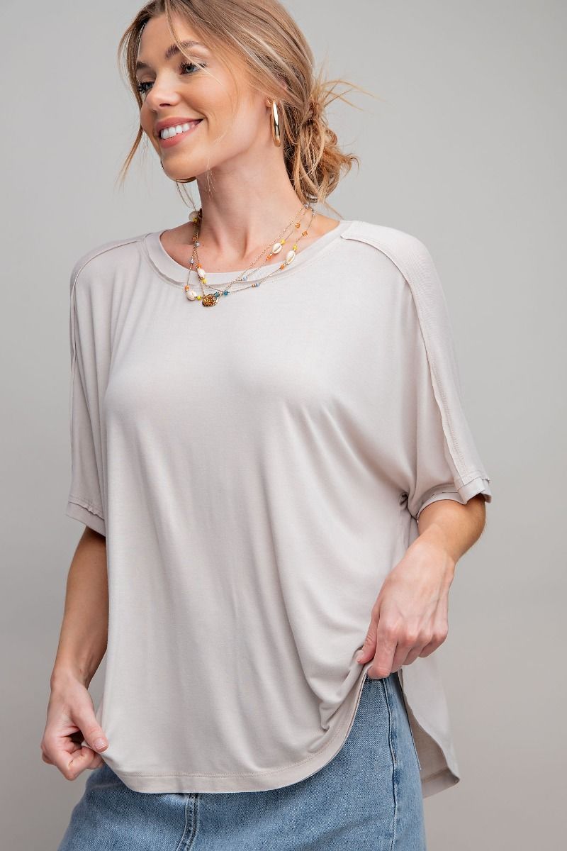 Easel Eggshell Short Sleeve Oversized Tee