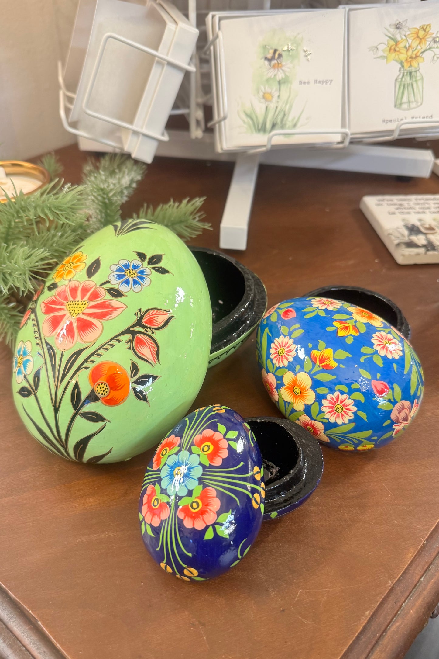Handpainted Kashmiri Nesting Eggs- Set of 3