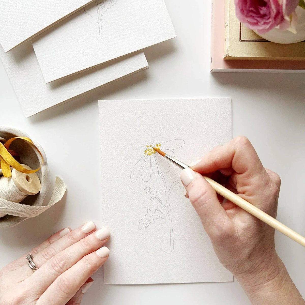 Garden Flowers Paintable Watercolor Notecard Set of 8- Emily Lex Studio