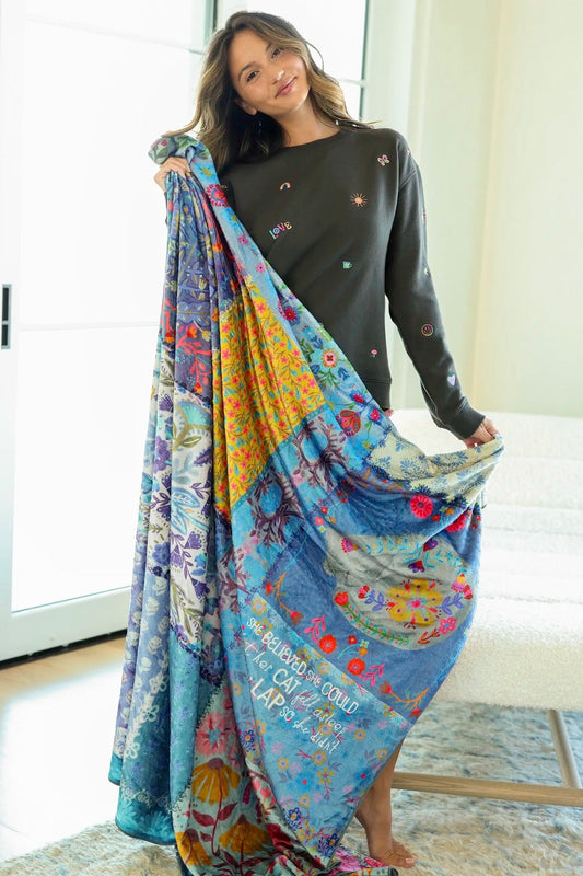 Natural Life Double Sided Cozy Throw Blanket- Cat