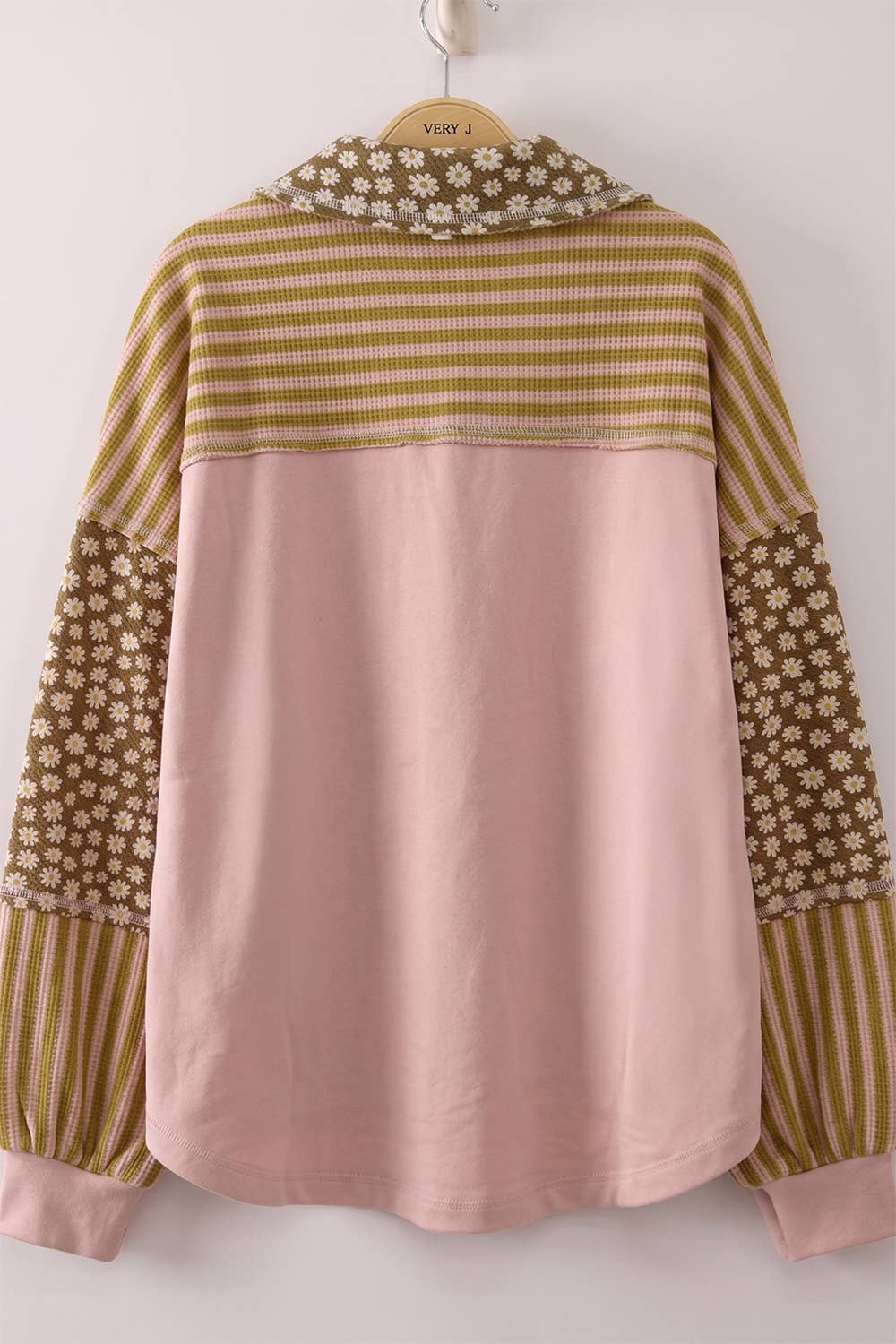 Blush with Daisy Stripe Contrast Top