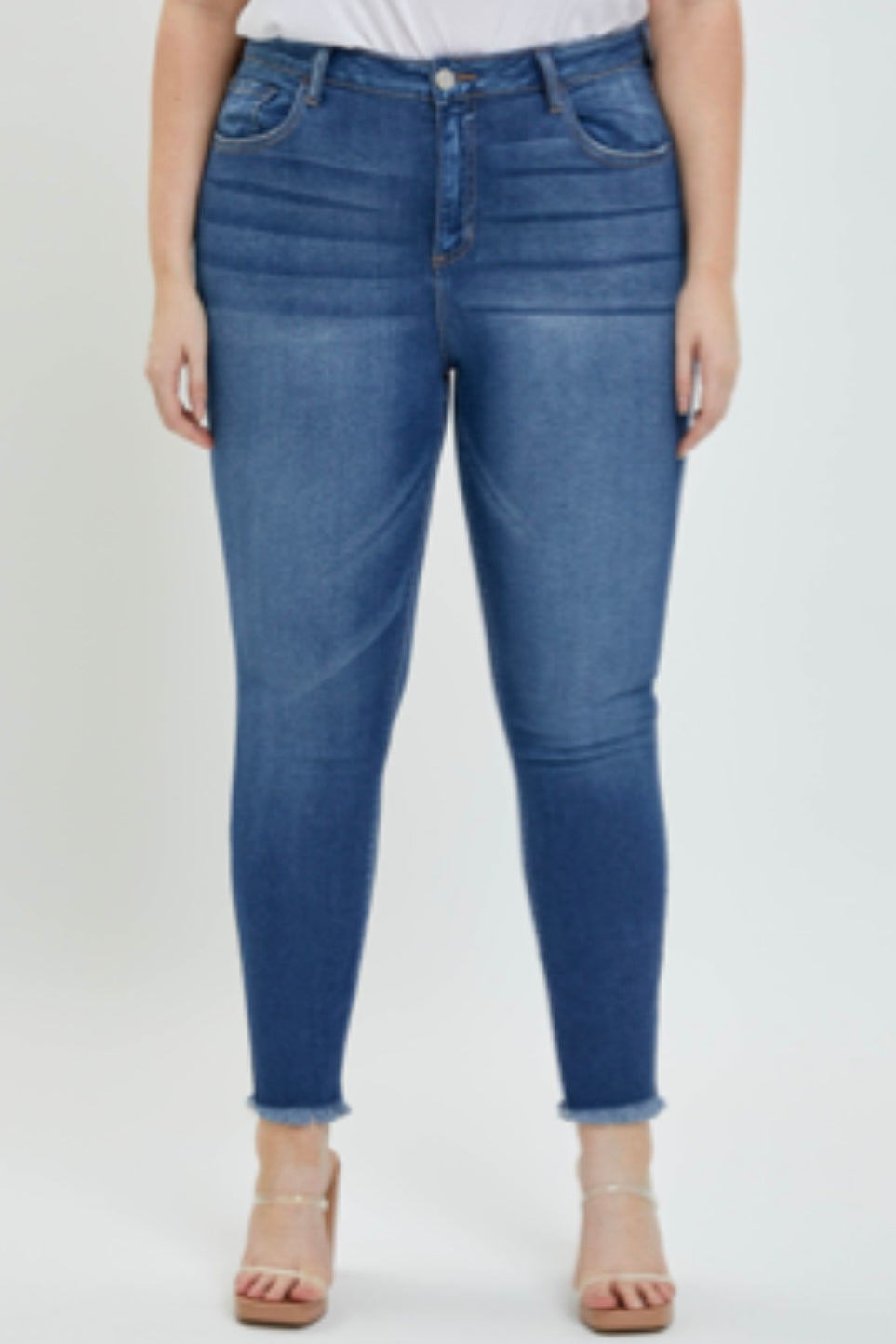 Cello Plus Mid Rise Fray Hem Stretchy Skinny Jean