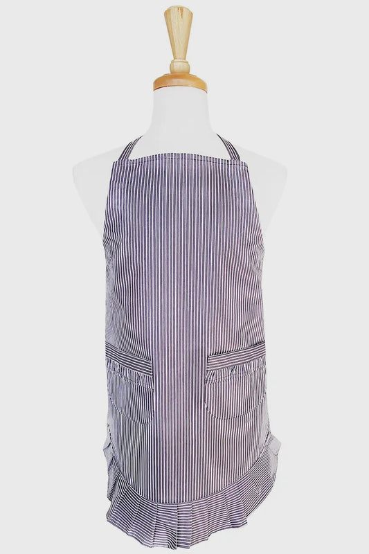 Gray Pin Stripe Ruffle Apron by Two Lumps of Sugar