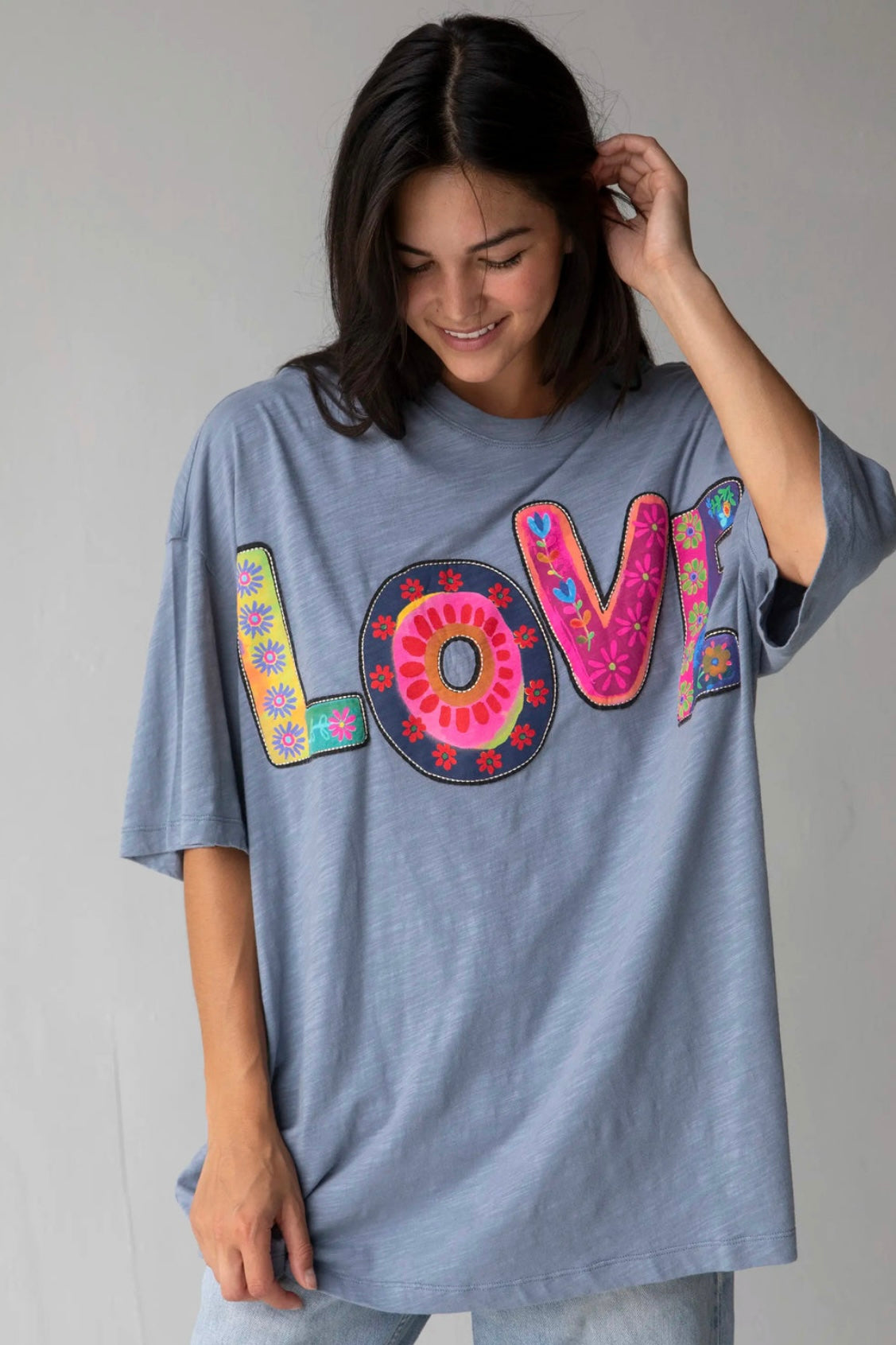 Natural Life One Size LOVE Applique Tee