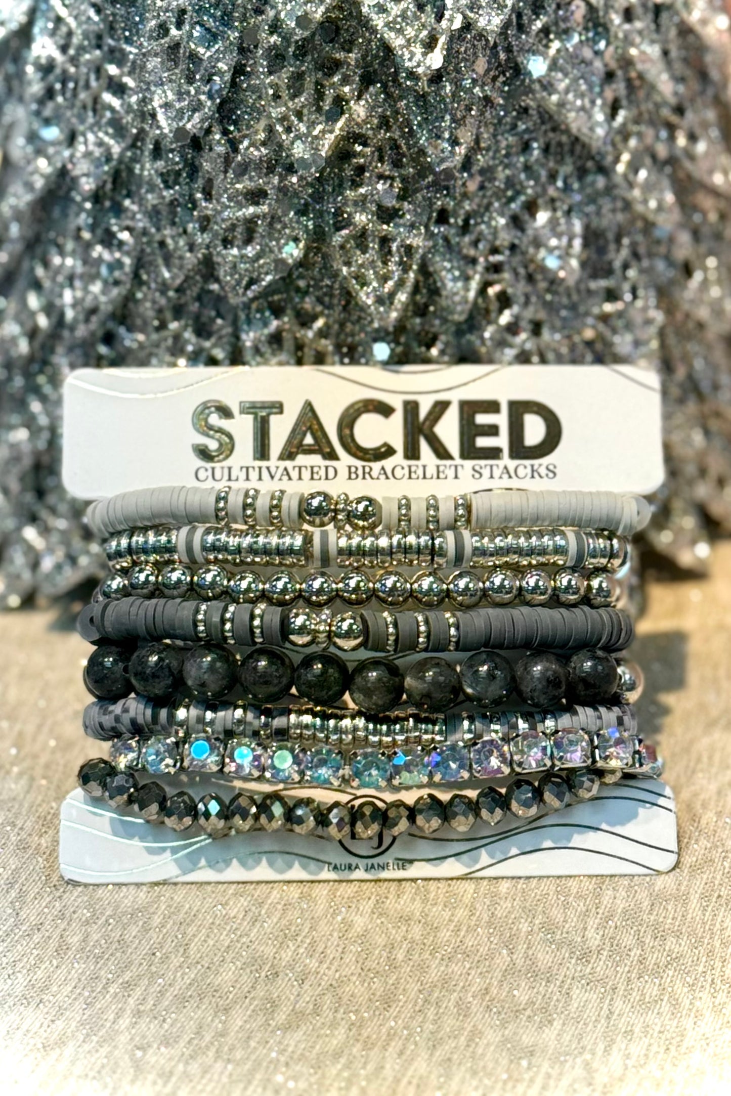 STACKED Cultivated Bracelet Stacks in Gray and Silver