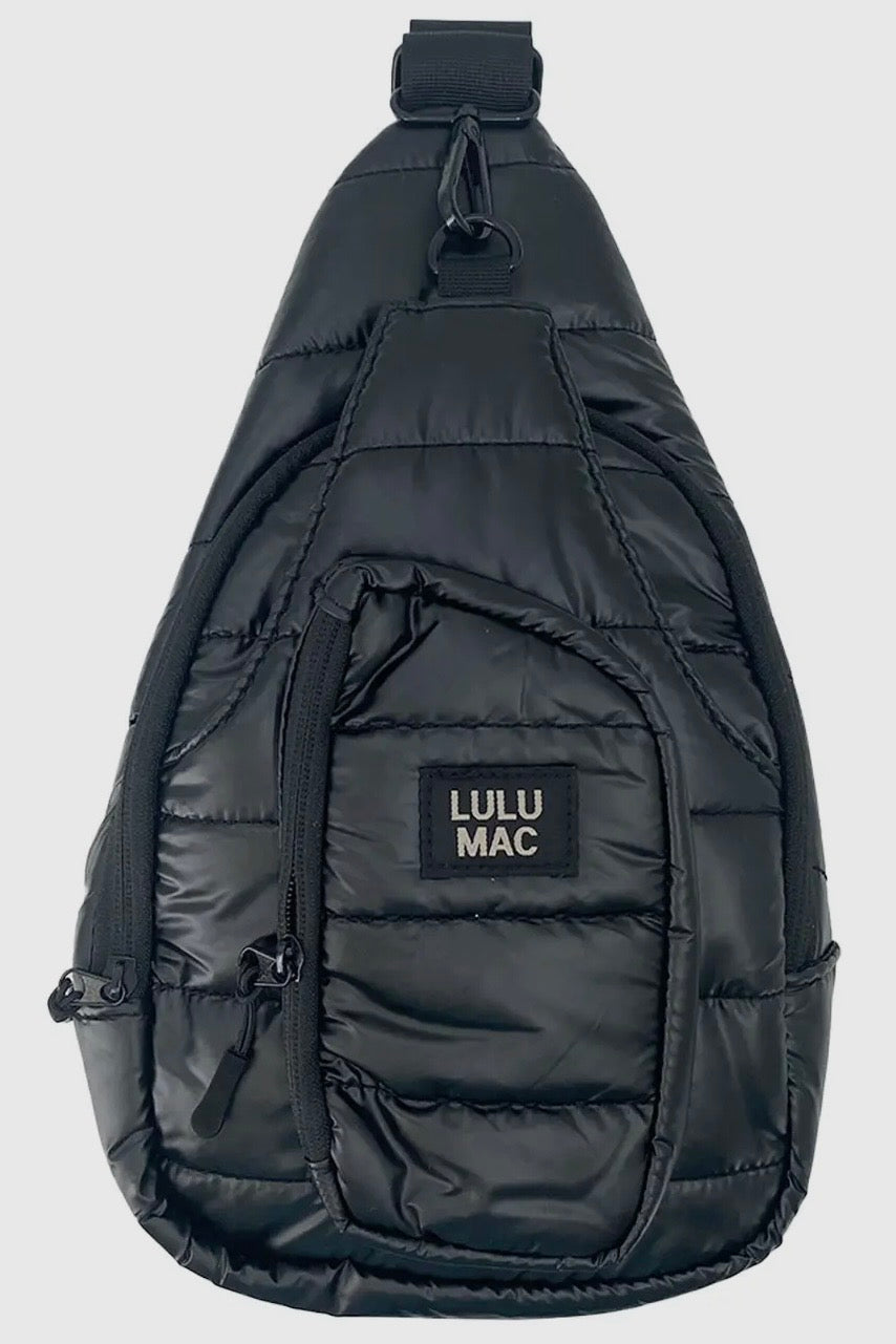 LULU MAC Black Metallic Puffer Sling Bag