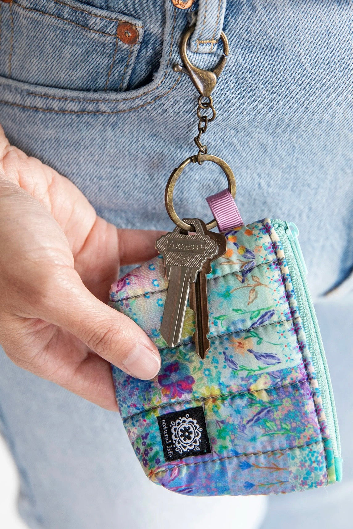 Natural Life Mini Puffy Coin Purse Key Clip