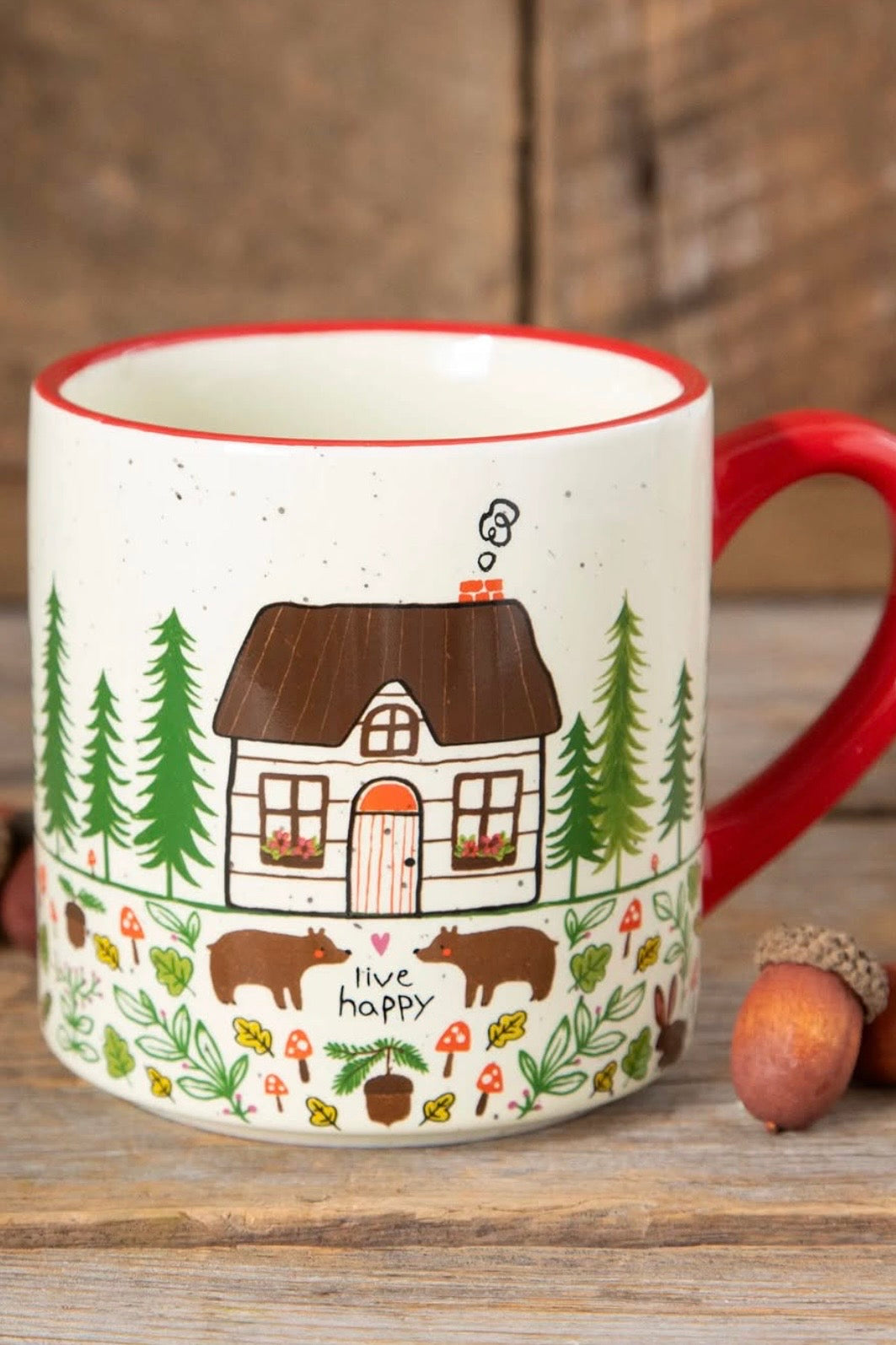 Natural Life Live Happy Cabin Coffee Mug