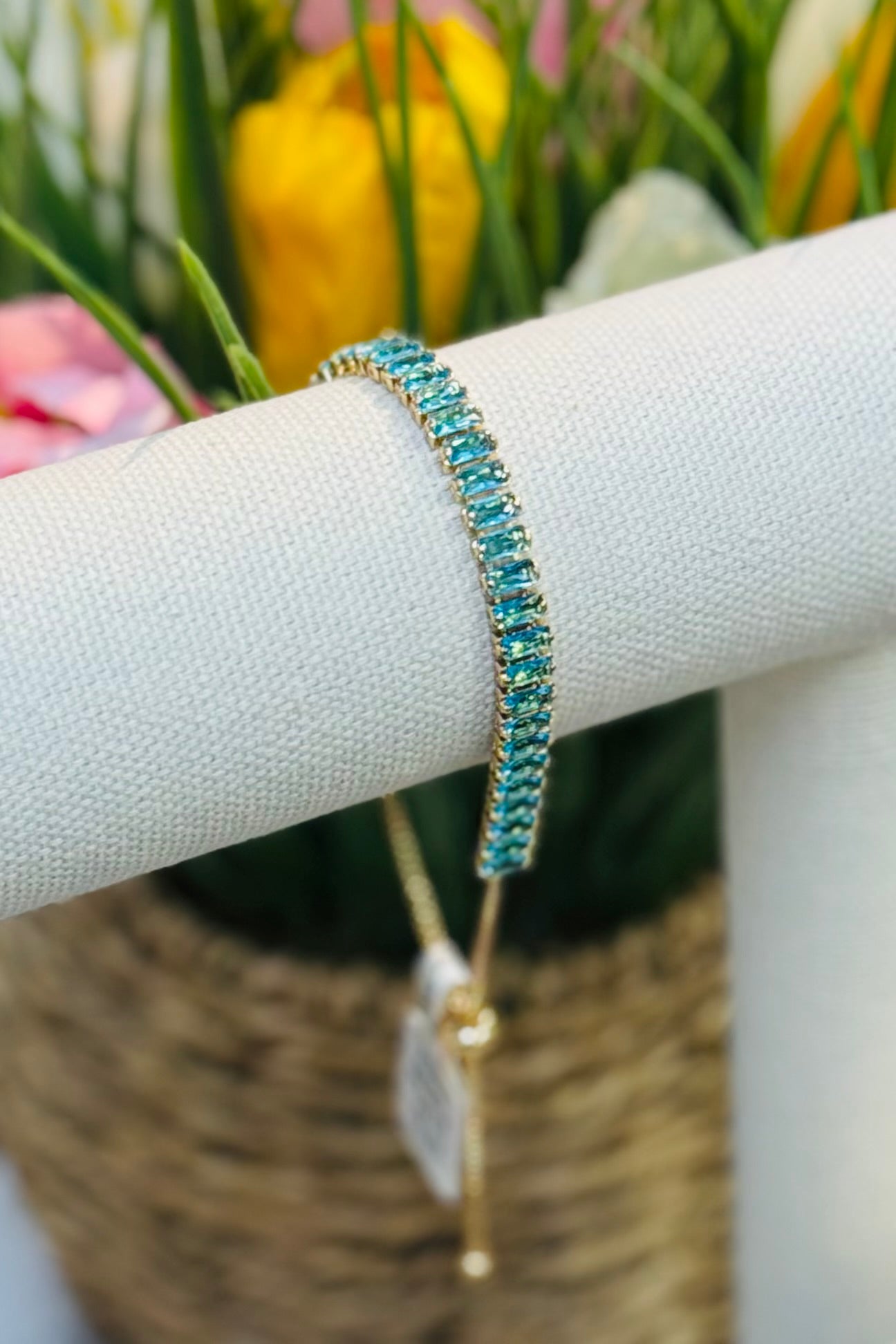 Birthstone Tennis Bracelet March Aquamarine Blue