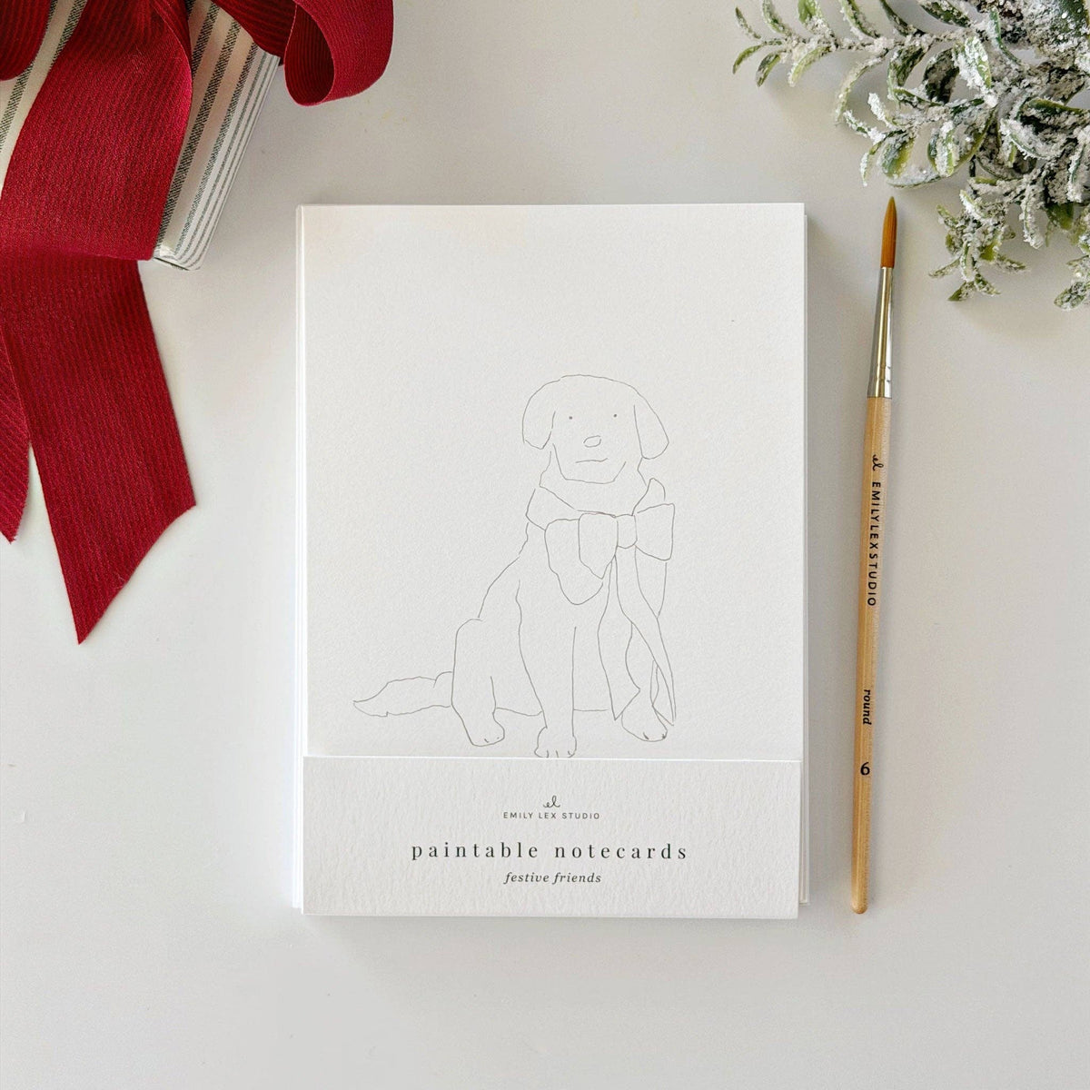 Festive Friends Paintable Notecard Set of 8- Emily Lex Studio